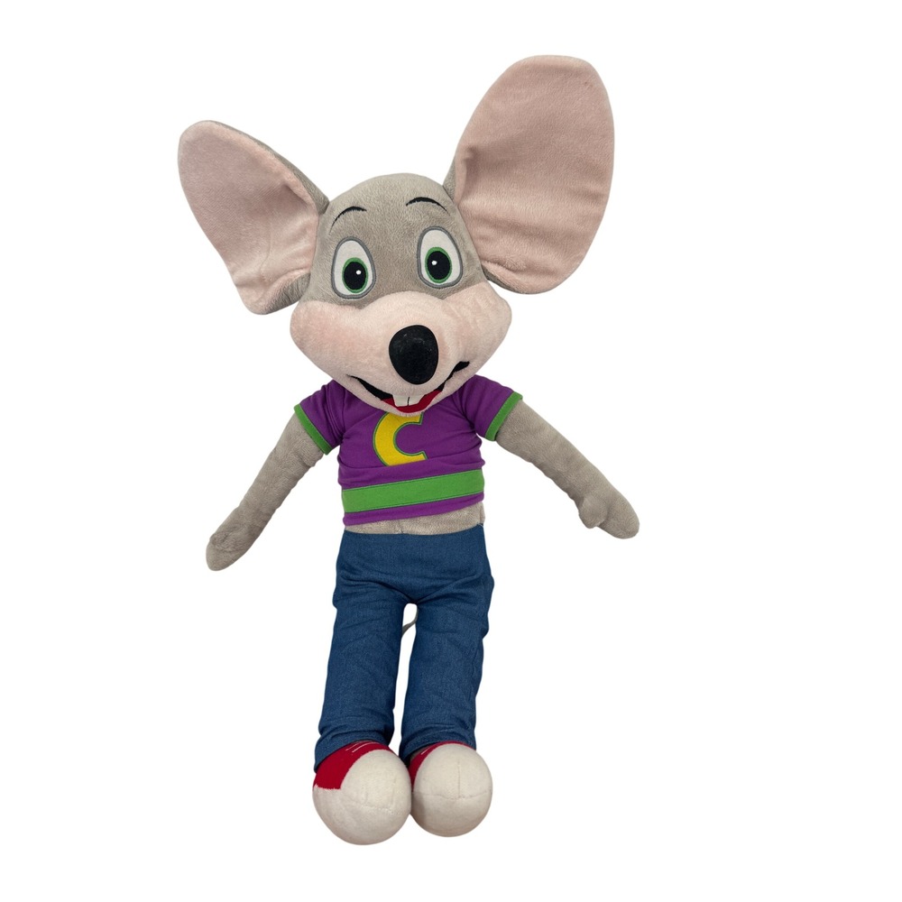 Chuck E. Cheese 28" Plush Mascot Toy Kids Medium Gray Purple Green Retro Arcade